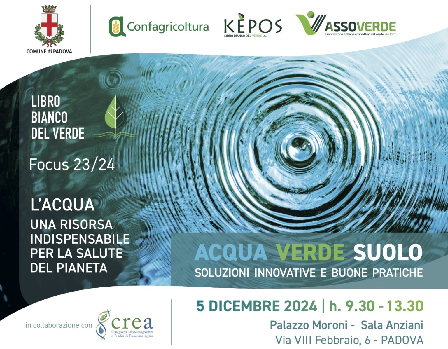 L’Acqua, una risorsa indispensabile per la Salute del Pianeta. Convegno e Webinar 05/12/2024